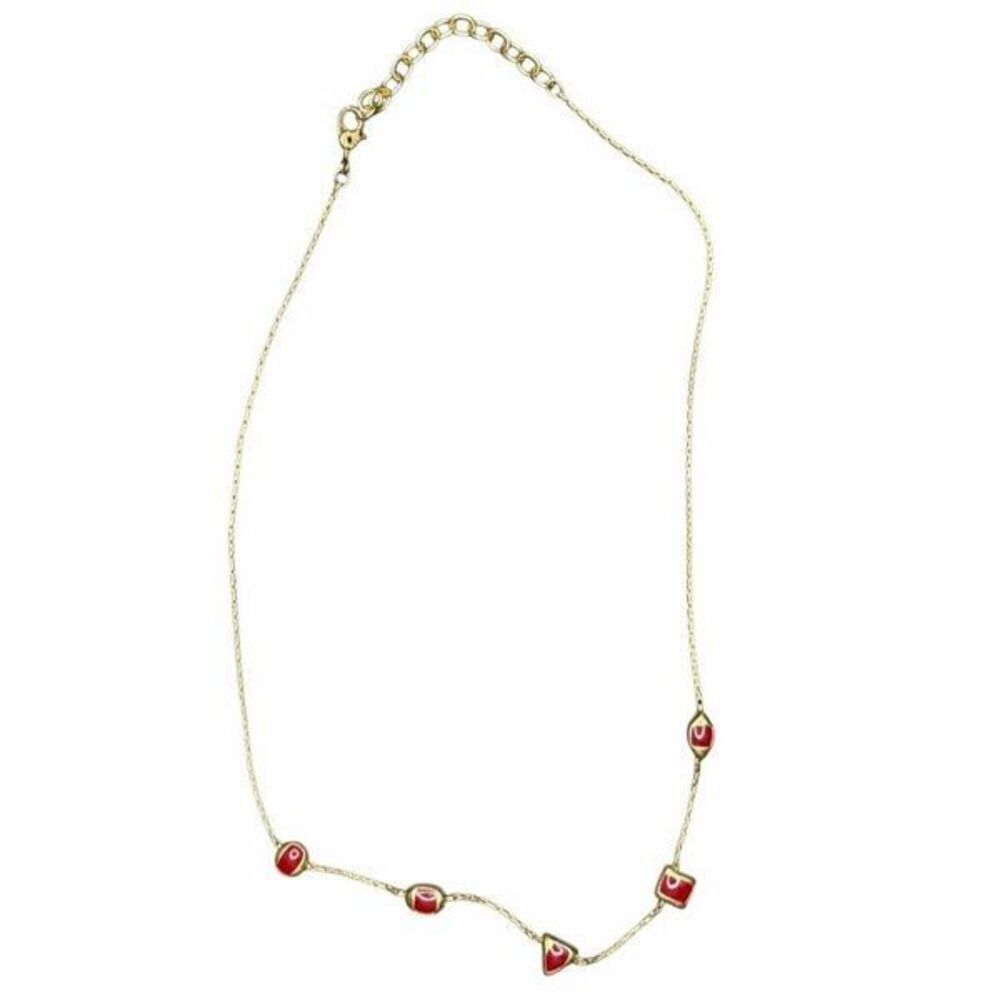 Anthropologie gold and red dainty necklace